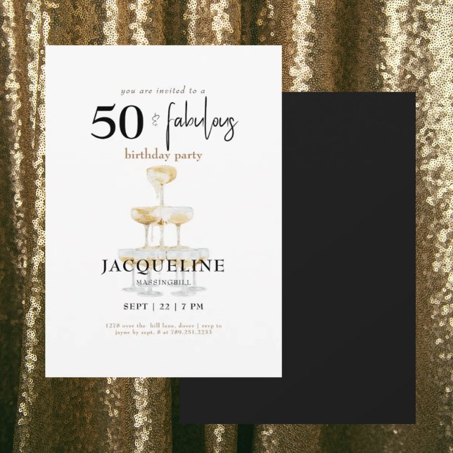 Invitación Moderna 50 y fabulosa fiesta de cumpleaños de Cham (Subido por el creador)