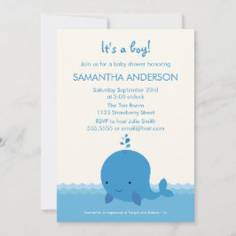 Invitación moderna a Baby Shower de ballena - Chic