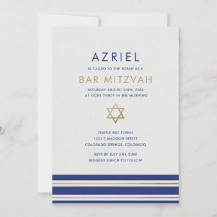 Invitación Moderna a Bar Mitzvah con Tallit