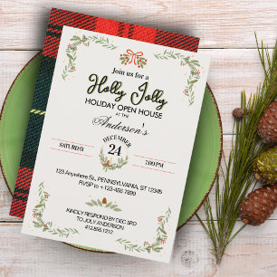 Invitación moderna a fiesta de Navidad con cuadros