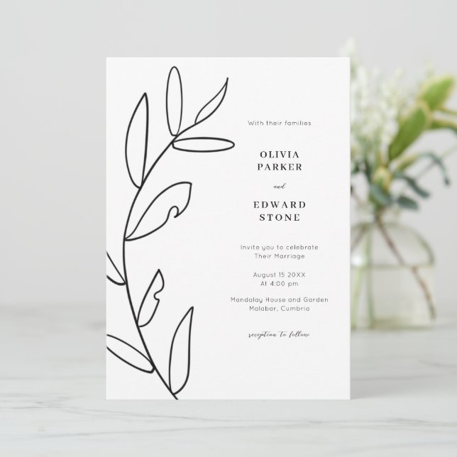 Invitación moderna a la boda (Anverso de pie)