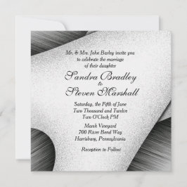 Invitación moderna a la boda blanca y negra