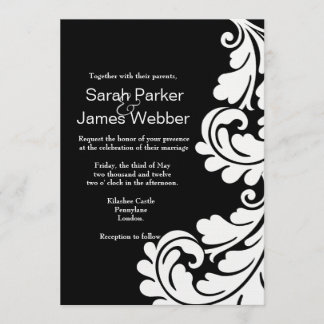 Invitación moderna a la boda blanca y negra