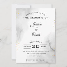 Invitación moderna a la boda blanca y negra
