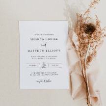 Invitación moderna a la boda blanca y negra