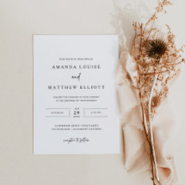 Invitación moderna a la boda blanca y negra