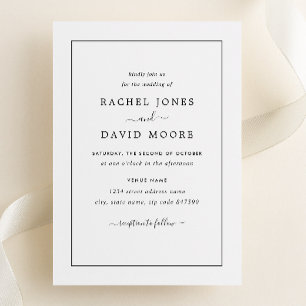 Invitación moderna a la boda blanca y negra