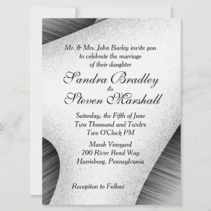 Invitación moderna a la boda blanca y negra