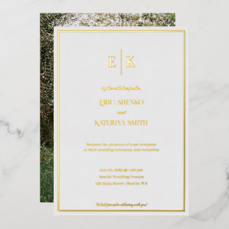 Invitación moderna a la boda blanca y Relieve meta