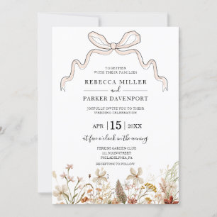 Invitación moderna a la boda con arco de flor salv