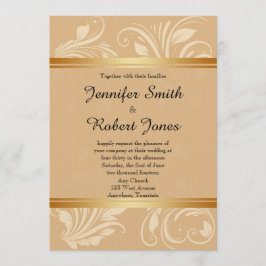 Invitación moderna a la boda con flores de bronce