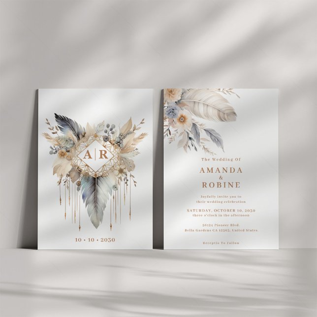 Invitación moderna a la boda de Boho (Subido por el creador)