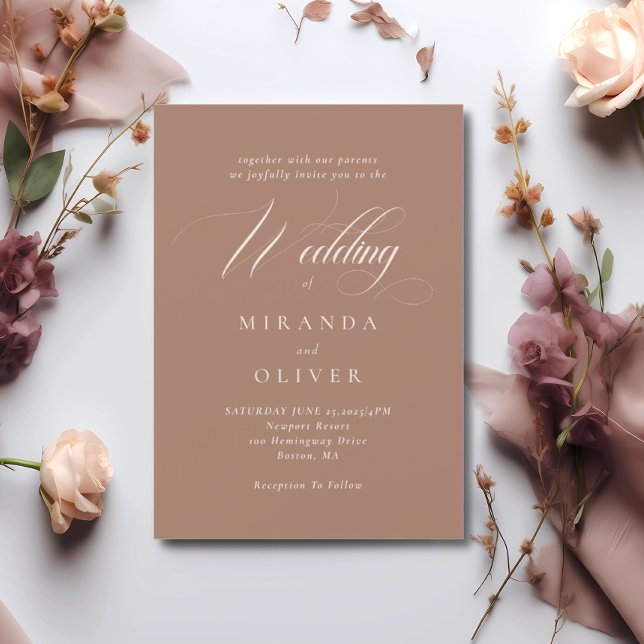 Invitación moderna a la boda de escritura marrón s (Subido por el creador)