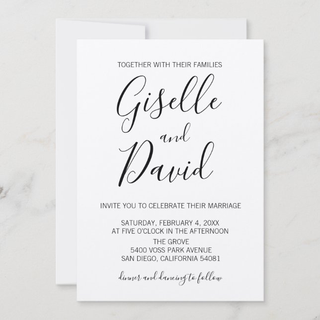 Invitación moderna a la boda de Kraft Script (Anverso)