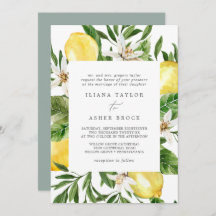 Invitación moderna a la boda en el jardín de limón