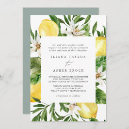 Invitación moderna a la boda en el jardín de limón