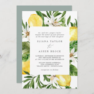 Invitación moderna a la boda en el jardín de limón