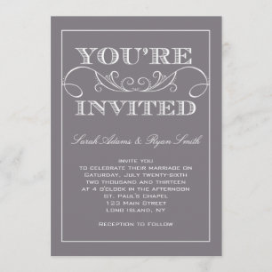 Invitación moderna a la boda gris Swirl
