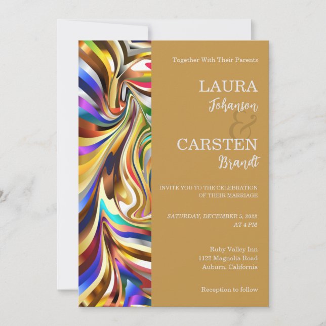 Invitación moderna a la boda Kaleidoscópica (Anverso)