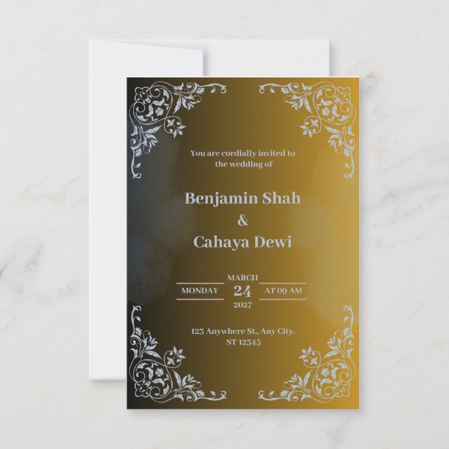 Invitación moderna a la boda marrón (Anverso)