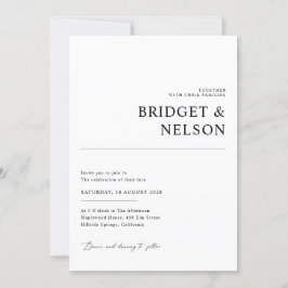 Invitación moderna a la boda Minimalista blanca y