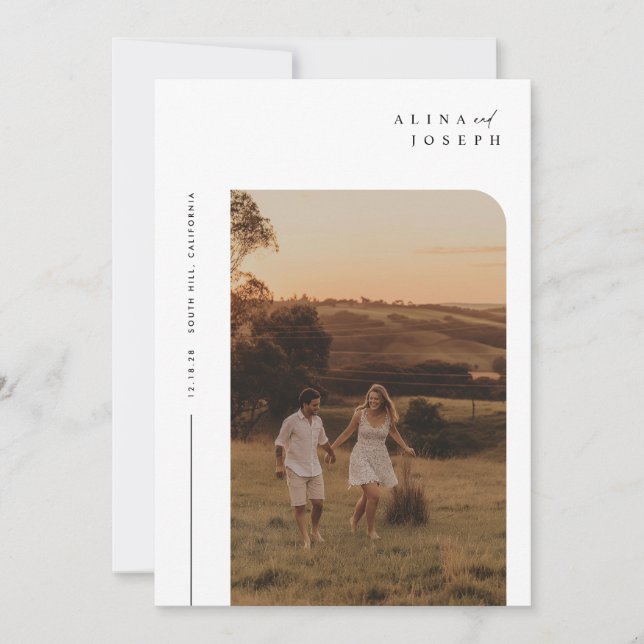 Invitación moderna a la boda Minimalista Boho (Anverso)