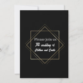 Invitación moderna a la boda negra y de oro