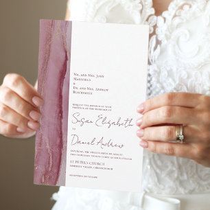 Invitación moderna a la boda rosada con polvo