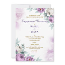 Invitación moderna a la boda simple morada y blanc