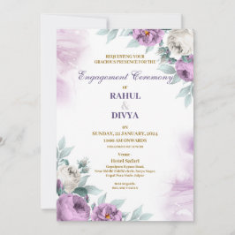 Invitación moderna a la boda simple morada y blanc