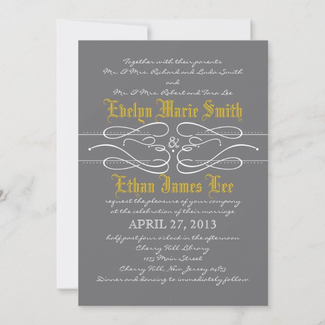 Invitación moderna a la boda Swirl (Anverso)