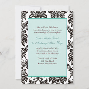 Invitación moderna a la boda verde del Damasco