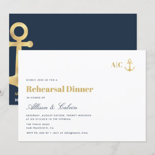 invitación moderna a la cena con ensayo náutico