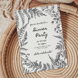 Invitación moderna a la cena de ensayo en blanco y