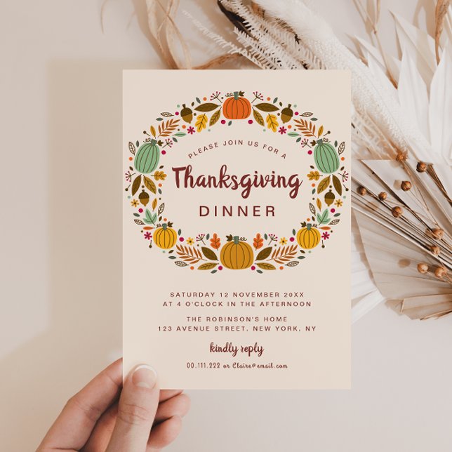 Invitación moderna a la cena de los "días de graci (Subido por el creador)