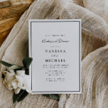 invitación moderna a la cena en blanco y negro<br><div class="desc">diseño moderno en blanco y negro con marco y texto personalizado</div>