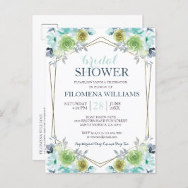 Invitación moderna a la ducha con flores geométric