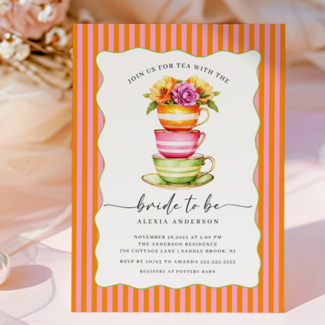 Invitación moderna a la ducha con té de novia (Subido por el creador)