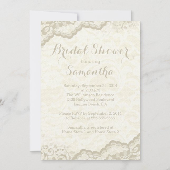 Invitación moderna a la ducha de novia Burlap & La (Anverso)