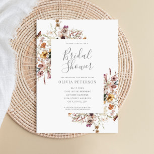 Invitación moderna a la ducha de novias con flores