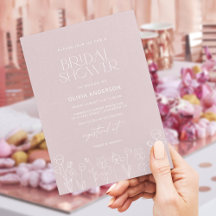 Invitación moderna a la ducha de novias con flores