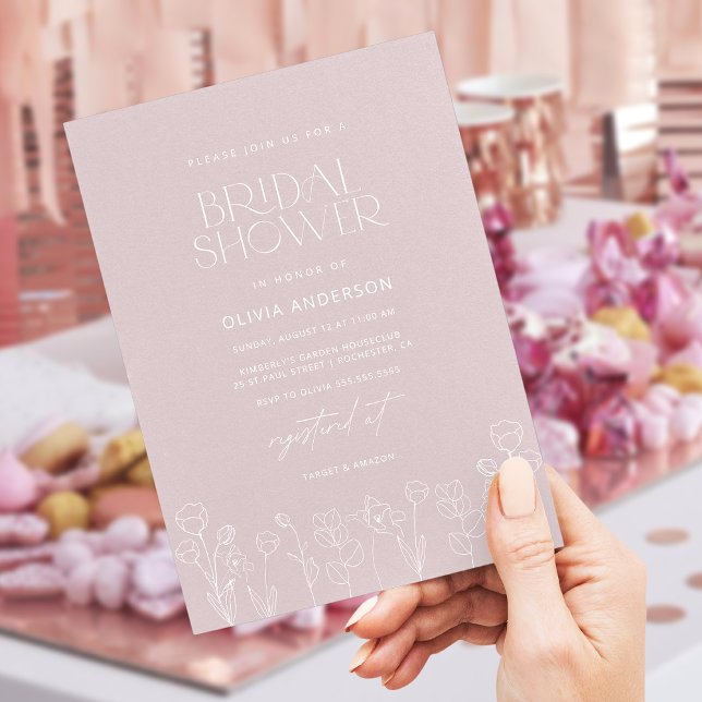 Invitación moderna a la ducha de novias con flores (Subido por el creador)