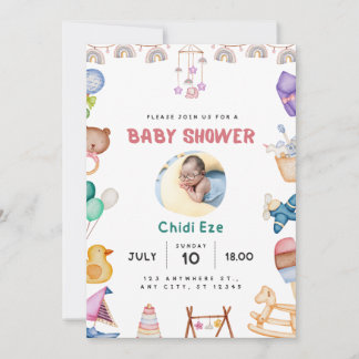 invitación moderna a la ducha para bebés