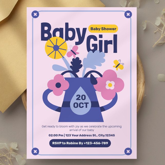 Invitación moderna a la ducha para niñas (Subido por el creador)