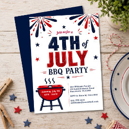 Invitación moderna a la fiesta de BBQ del 4 de jul