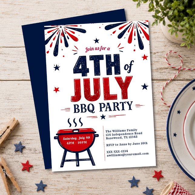 Invitación moderna a la fiesta de BBQ del 4 de jul (Subido por el creador)