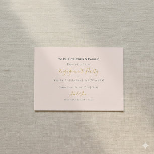 Invitación moderna a la fiesta de compromiso rosa 