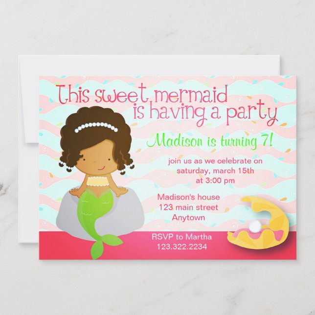 Invitación moderna a la fiesta de cumpleaños rosa  (Anverso)
