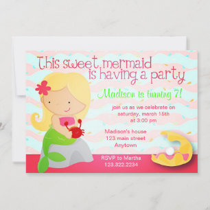 Invitación moderna a la fiesta de cumpleaños rosa 