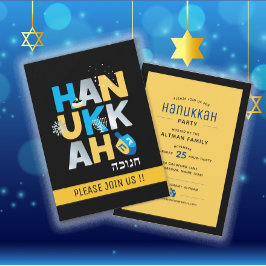 Invitación moderna a la fiesta de Hanukkah